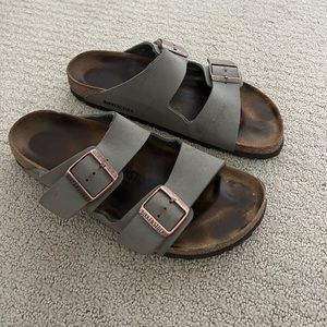 Women’s olive Birkenstocks
